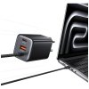 USAMS Ładowarka sieciowa JC Series CC266 65W GaN Fast Charger wbudowanykabel USB-C czarny